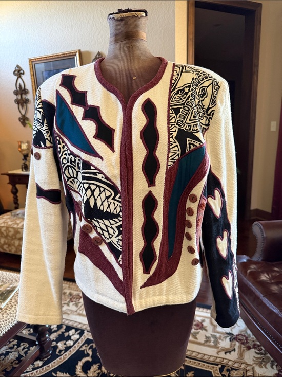 Spirit Creation Jackets & Blazers - Women’s Cream Multicolor Patterned Jacket